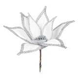 Flori Decorative de Crăciun Albe cu Strase Argintii și Clipsuri, CMCLASS