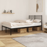 Cadru de pat metalic cu tablie, negru, 120x200 cm GartenMobel Dekor, vidaXL