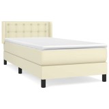 Cumpara ieftin Pat box spring cu saltea, crem, 100x200 cm, piele ecologica