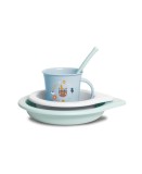 Set Masa Copil Suavinex Forest Albastru +6 Luni, Farfurie, Bol, Cana, Lingura - Polipropilena