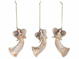 Cumpara ieftin Set 9 ornamente brad Ingeri polirasina aurie cm 7,5 x 4 x 11,5 H