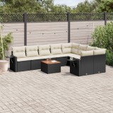 Gossi set canapele de gradina cu perne, 10 piese, negru, poliratan