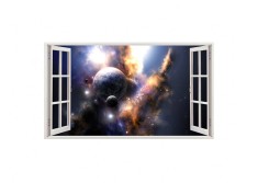 Autocolant decorativ, Fereastra, Planete, Multicolor, 83 cm, 176ST foto