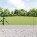 Gard hexagonal vidaXL verde 0.4x10 m oțel, st&acirc;lpi de gard vidaXL cu plăci de bază 7 pcs &Oslash;32mm 50cm oțel galvanizat