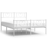 Cumpara ieftin Cadru de pat metalic cu tablie, alb, 140x200 cm