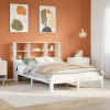 VidaXL Pat cu bibliotecă fără saltea, alb, 140x200 cm, lemn masiv pin 3322563