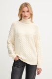 Pepe Jeans pulover din amestec de l&acirc;nă culoarea bej, călduros, cu guler, PL7000053