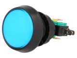 Comutator acţionat prin apăsare, SPDT, 10A/250VAC, iluminare LED albastră