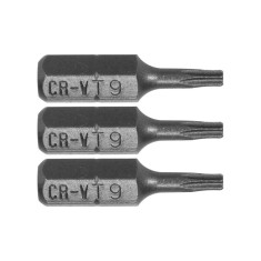 65491 STHOR Set 3 biti profil Torx T9, prindere hexagonala 1/4&amp;quot;, lungime 25 mm