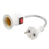 Dulie cu intrerupator si stecher clasic,adaptor bec clasic E27,lungime 20 cm - Alb, Dactylion