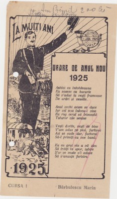 Urare de anul nou Cursa 1 Posta Bucuresti 1925 foto