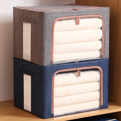 Cutie de depozitare pliabila, cu fermoar, 66L, Textil, 33x40x50 cm, cadru foto