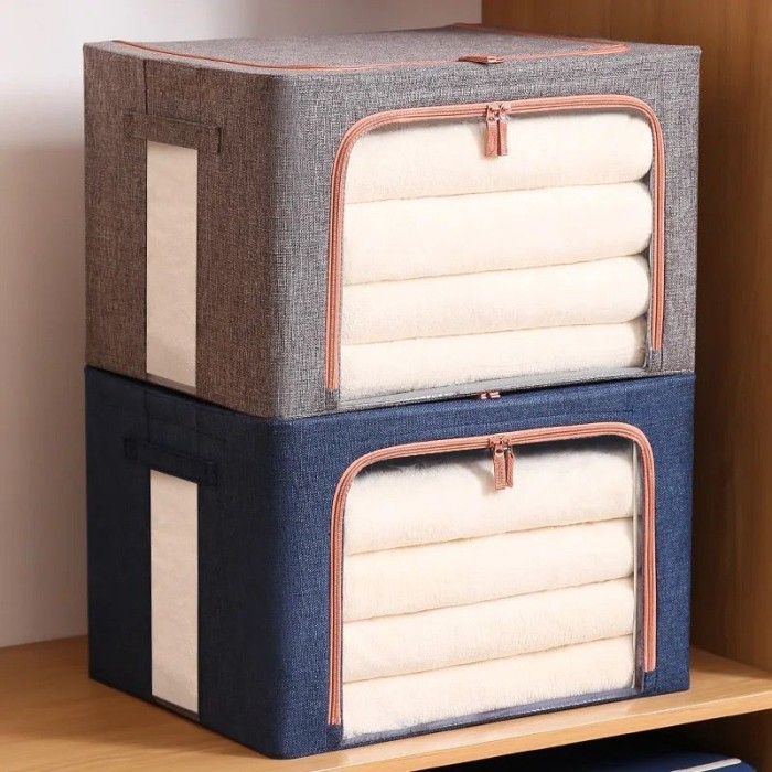 Cutie de depozitare pliabila, cu fermoar, 66L, Textil, 33x40x50 cm, cadru