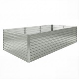 Outsunny Jardineră exterioară, jardineră ridicată galvanizată cu bordură de siguranță și fund deschis 240 x 120 x 60 cm gri argintiu | Aosom Romania