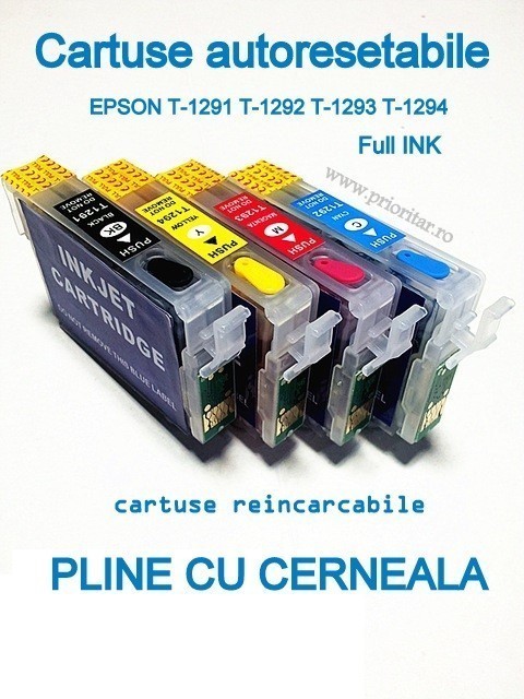 PACHET Cartuse PLINE CU CERNEALA autoresetabile EPSON T1291 T1292 T1293 T1294... PACHET Cartuse PLINE CU CERNEALA autoresetabile EPSON T1291 T1292 T1293 T1294...