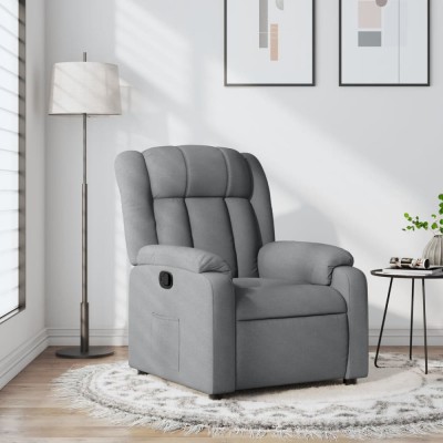 vidaXL Fotoliu rabatabil, gri deschis, material textil foto