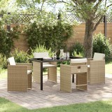 vidaXL Set de masă pentru grădină cu pernă 5 pcs Bej Rattan poli