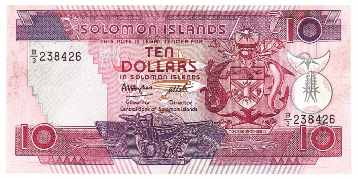 Insulele Solomon 10 Dolari 1986 P-15 Seria 238426