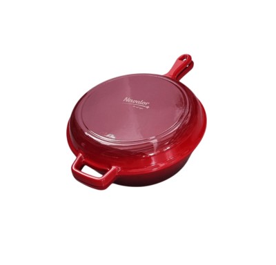 Oala dubla din fonta emailata cu maner 2 &amp;icirc;n 1 pentru cuptor 27x10 cm Handy KitchenServ foto