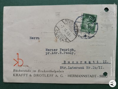 Regalitate Romania , carte postala corespondenta circulata ,corepondenta financiar -comerciala avocat foto