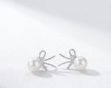 Cumpara ieftin Cercei Argint 925 cu Surub, Model Fundita Zirconii Perla Rotunda, Pentru Femei, atcom, 2.12g