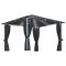 Pavilion cu perdele &amp; siruri lumini LED antracit 3x3 m aluminiu