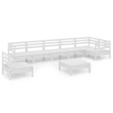 Cumpara ieftin Set mobilier de gradina, 8 piese, alb, lemn masiv de pin