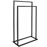 Suport metalic de baie pentru prosoape, cu 2 standuri, 84 cm, negru Household NewTrend