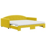 Cumpara ieftin Pat de zi cu extensie si saltea, galben, 100x200 cm, catifea