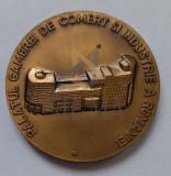 Placheta Bronz Palatul Camerei Comert Industrie Romania 1994 Inaugurare 6cm