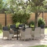 VidaXL Set de dining de grădină 7 piese cu perne gri deschis din poli rattan