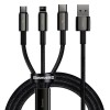 Cablu Incarcare Baseus, USB - tip Lightning / MicroUSB / USB Type-C, Tungsten, 1.5 m, 3.5A, CAMLTWJ-01, Negru