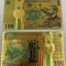 100 LEI 2018 (REPLICA/REPRODUCERE) POLIMER (PLASTIC) PLACATA CU AUR DE 24K