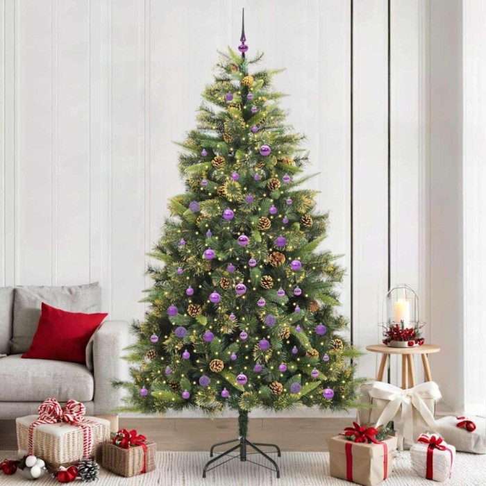 vidaXL Pom de Crăciun Artificial cu Ramuri Articulare și Conuri 240 cm 3395113