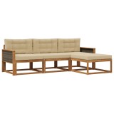 vidaXL Set de canapele de exterior cu pernă 4 pcs Natural și Bej 3382461