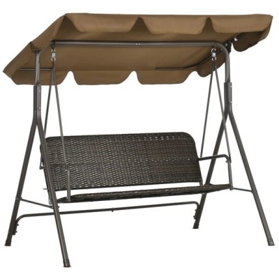 Balansoar gradina, maro si negru, 167x112x153 cm, ratan sintetic, max 240 kg, Terranova foto