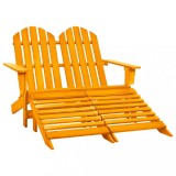 Scaun grădină Adirondack 2 locuri&amp;otoman portocaliu, lemn brad
