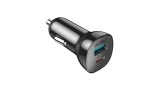 &Icirc;ncărcător rapid pentru mașină Choetech Fast Charger, USB tip C PD/USB, QC3.0, 3A, 36W, negru (TC0005)