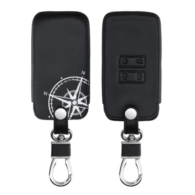 Husa Cheie Auto pentru Renault / Dacia - 4 Butoane - Keyless Go, kwmobile, Piele ecologica, Negru / Alb, 44637.45 foto