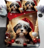 Cumpara ieftin Lenjerie Pat De Craciun O Persoana Polei Cr076, Bumbac, 4 Piese, Cu Elastic, Imprimeu