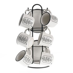 Set 6 cesti cu farfurii si suport metalic, 100 ml , Maison de Famille