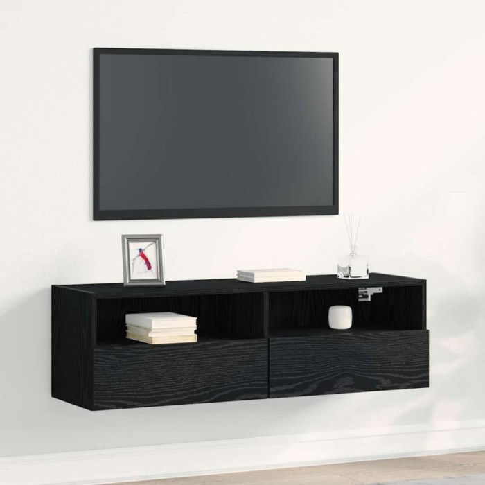vidaXL Dulap TV de perete Stejar Negru 100 x 30 x 30 cm Lemn compozit