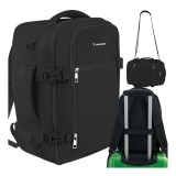 Rucsac de calatorie Trizand 20L 40x25x20 cm, negru, tip bagaj de mana