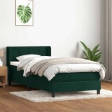 vidaXL Pat box spring cu saltea, verde &icirc;nchis, 80x220 cm, catifea 3318138