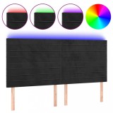 Cumpara ieftin Tablie de pat cu LED, negru, 200x5x118/128 cm, catifea