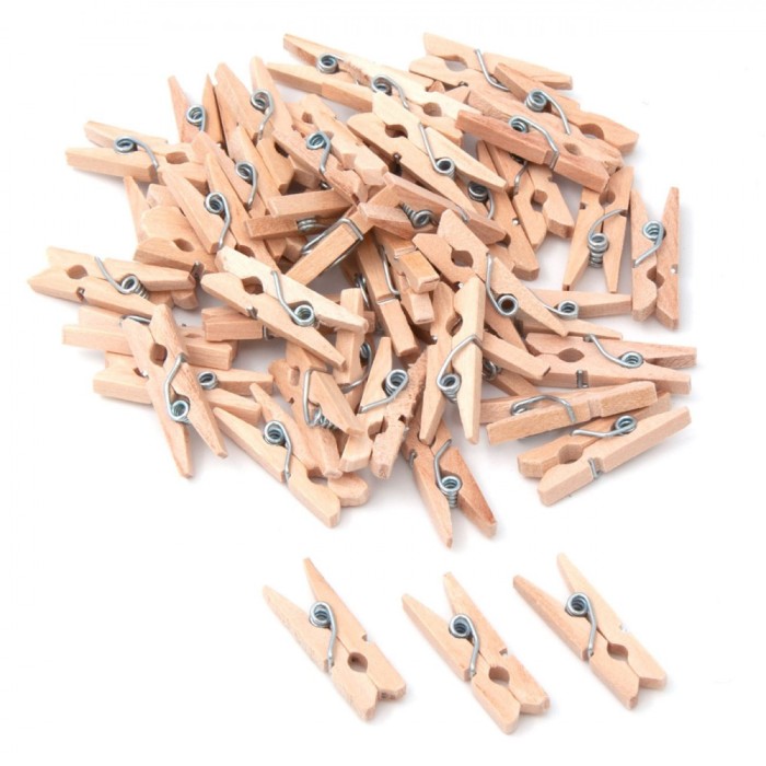 Mini Cle┼ti Lemn, Set 50 Bucăți, Culoare Naturală, Dimensiuni 2.5x0.5cm