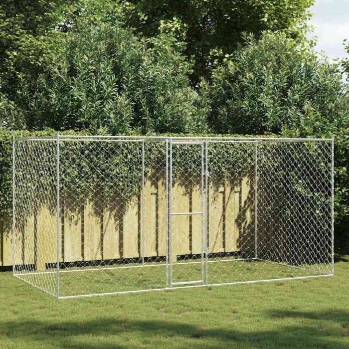 Cușcă pentru c&acirc;ine Argintiu 400 x 200 x 256 cm Oțel Galvanizat