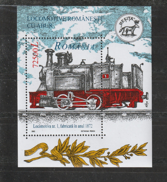 Romania 2002 - #1593 Locomotive Romanesti cu Abur S/S 1v MNH