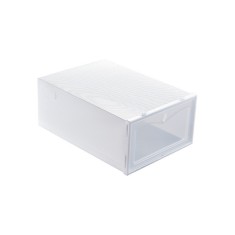 Cutie pentru pantofi, flippy, tip sertar, din plastic, stivuibila, usa frontala, 31 x 21.5 x 12.5 cm, transparent