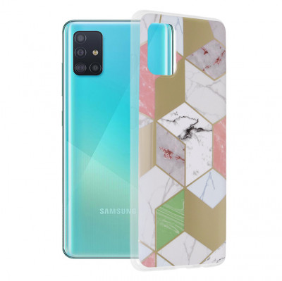 Husa pentru Samsung Galaxy A51 4G, Techsuit Marble Series, Purple Hex foto